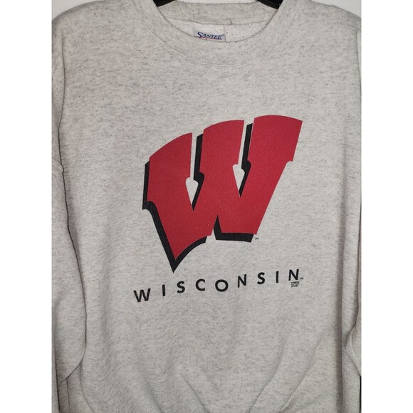 Vintage University Of Wisconsin Badgers W Crewneck Pullover Sweatshirt Mens XL - Picture 2 of 5
